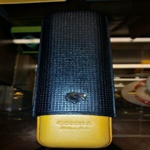 Purera de Piel Cohiba Ajustable 2 puros Negra-Amarilla
