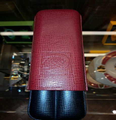 Porta puros de Cuero Edición Casa del Habano Negro Rojo 2 puros